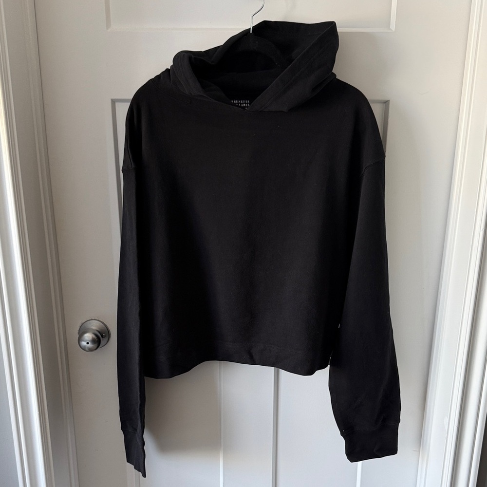 Brunette The Label Black Cropped Hoodie Sweatshirt